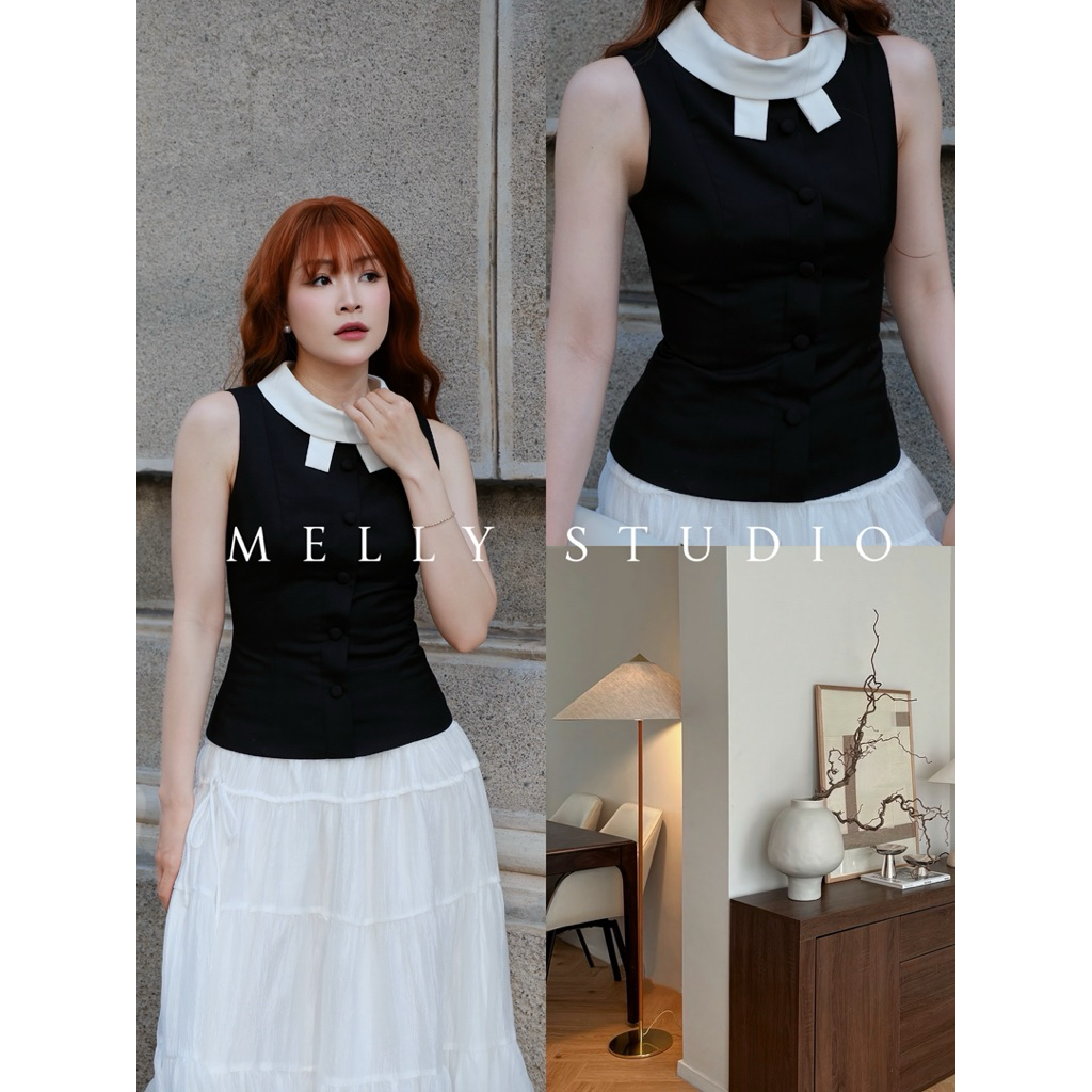 [Melly Studio] ÁO KIỂU CỔ TÀU SÁT NÁCH VIBE TIỂU THƯ - Áo Sơ Mi Nữ Dáng Peplum Cao Cấp