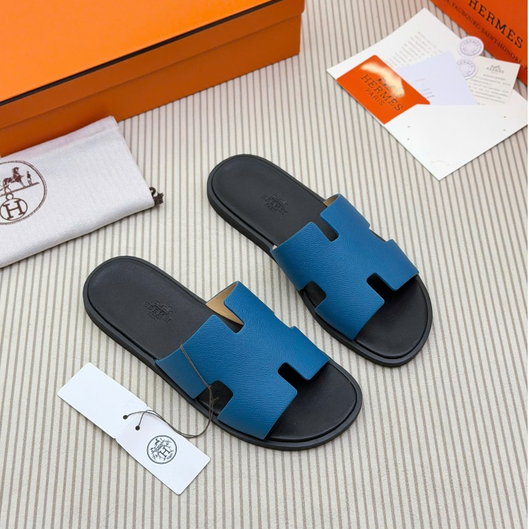 [Tặng Kèm Hộp] Dép Quai Ngang HM Quai Xanh Dương Đế Đen