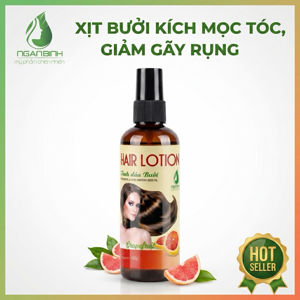 Tinh Dầu Bưởi Mọc Tóc Ngân Bình Dạng Chai Xịt 100ml Hỗ Trợ Giảm Rụng, Dưỡng Tóc Suôn Mượt