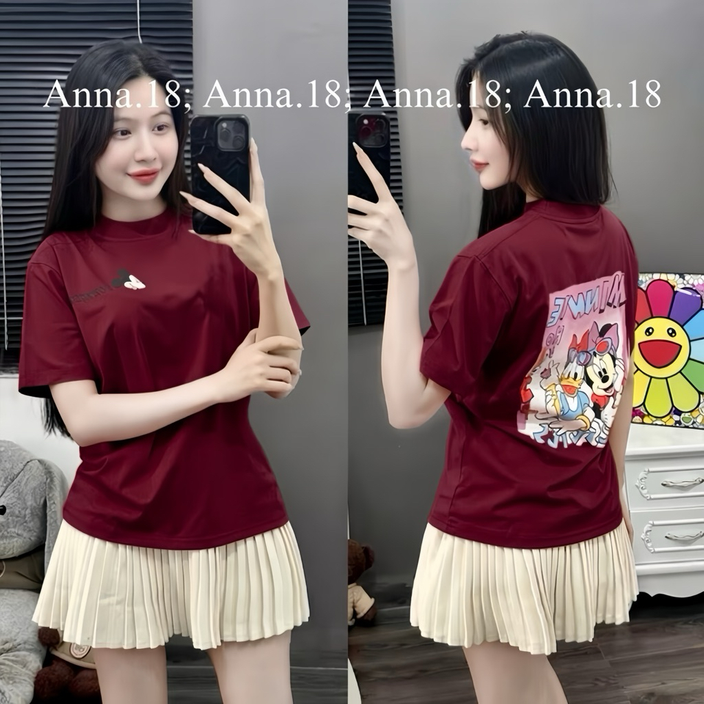 Áo Phông 3158 form vừa < 56kg in 2 mặt ( miky _ baby tee) tốp cổ tròn
