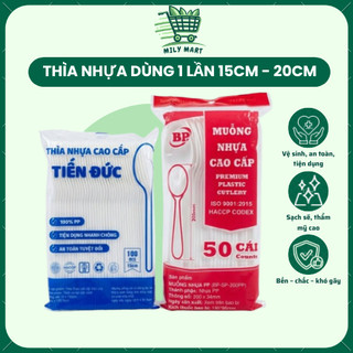 Thìa Nhựa Dùng Một Lần - Muỗng Dài 15cm - 20cm Loại Dày, An Toàn, Tiện Lợi Và Đa Dụng - THIANHUA