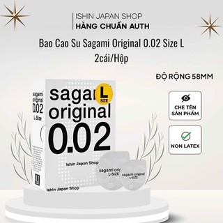 (Mẫu Mới) Bao Cao Su Sagami Original 0.02 Size L 2 Cái/Hộp - Siêu Mỏng 002 mm Nhật Bản