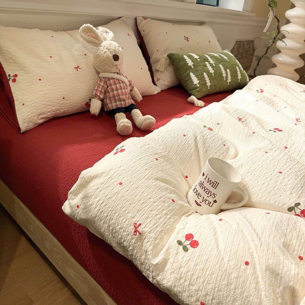 Bộ Chăn Ga Cotton Đũi Hàn 4 Món Mùa Hè – Thoáng Mát, Mềm Mịn, Không Bí Nóng