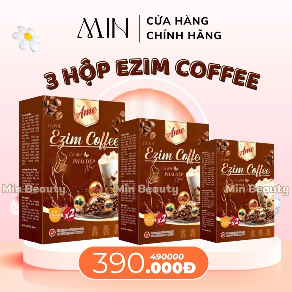 (KÈM QUÀ) Combo 3 Hộp Giảm Cân EZIM COFFEE, giam mo giam beo
