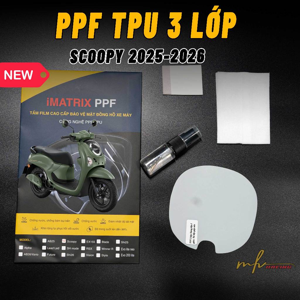 [Scoopy 2025-2026] Miếng dán PPF TPU 3 lớp Bảo Vệ MĐH xe Scoopy 2025-2026 Không bị trầy xước - Phụ k