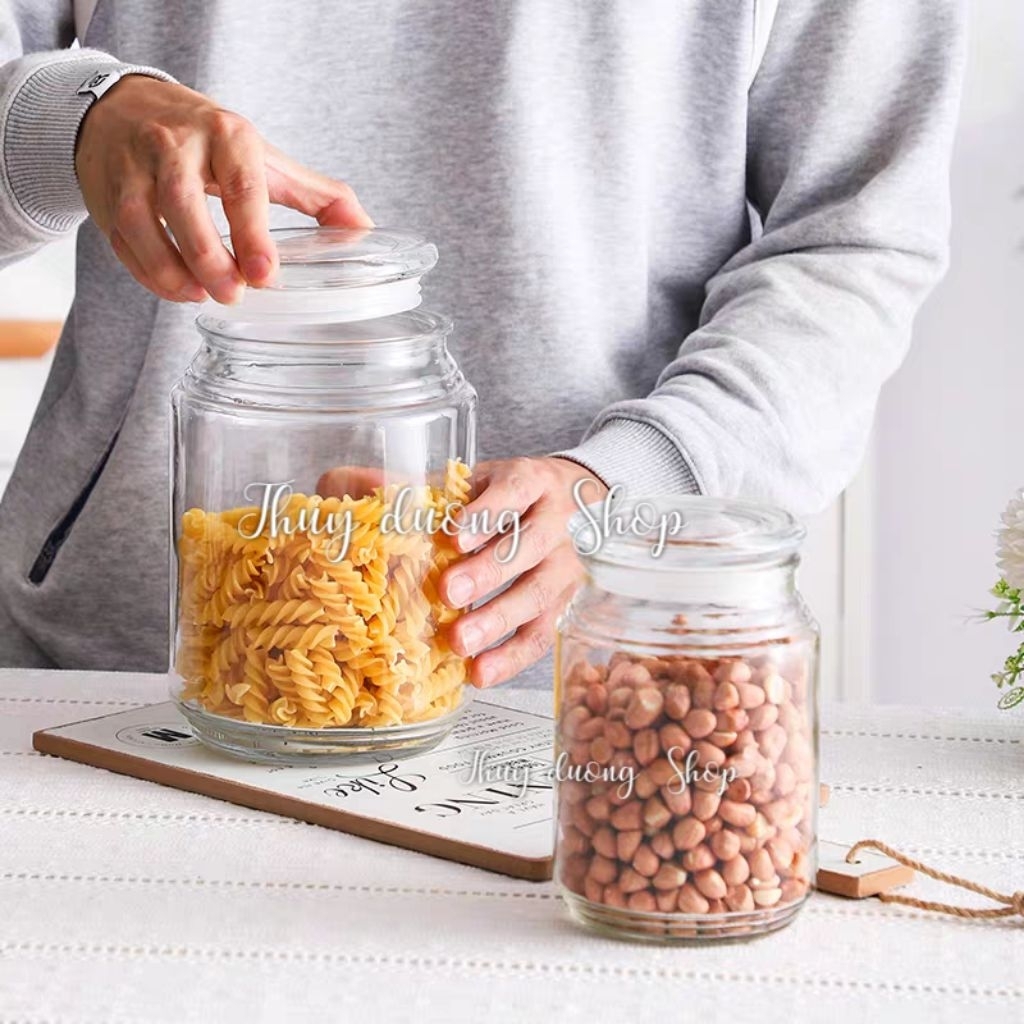 Lọ thủy tinh trụ tròn đựng gia vị 1000ml