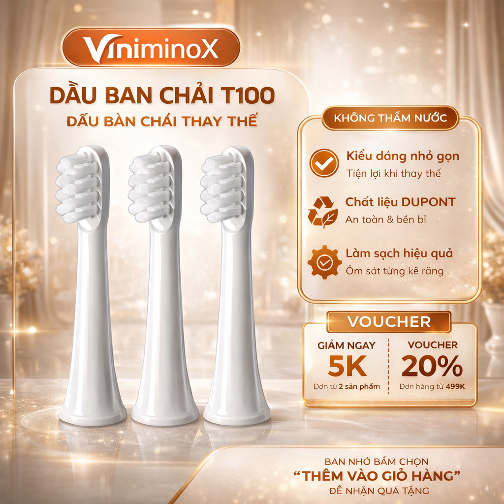 Đầu thay thế bàn chải điện T100 lông Dupont mềm làm sạch sâu giá tiết kiệm tương thích tốt T100 Miji