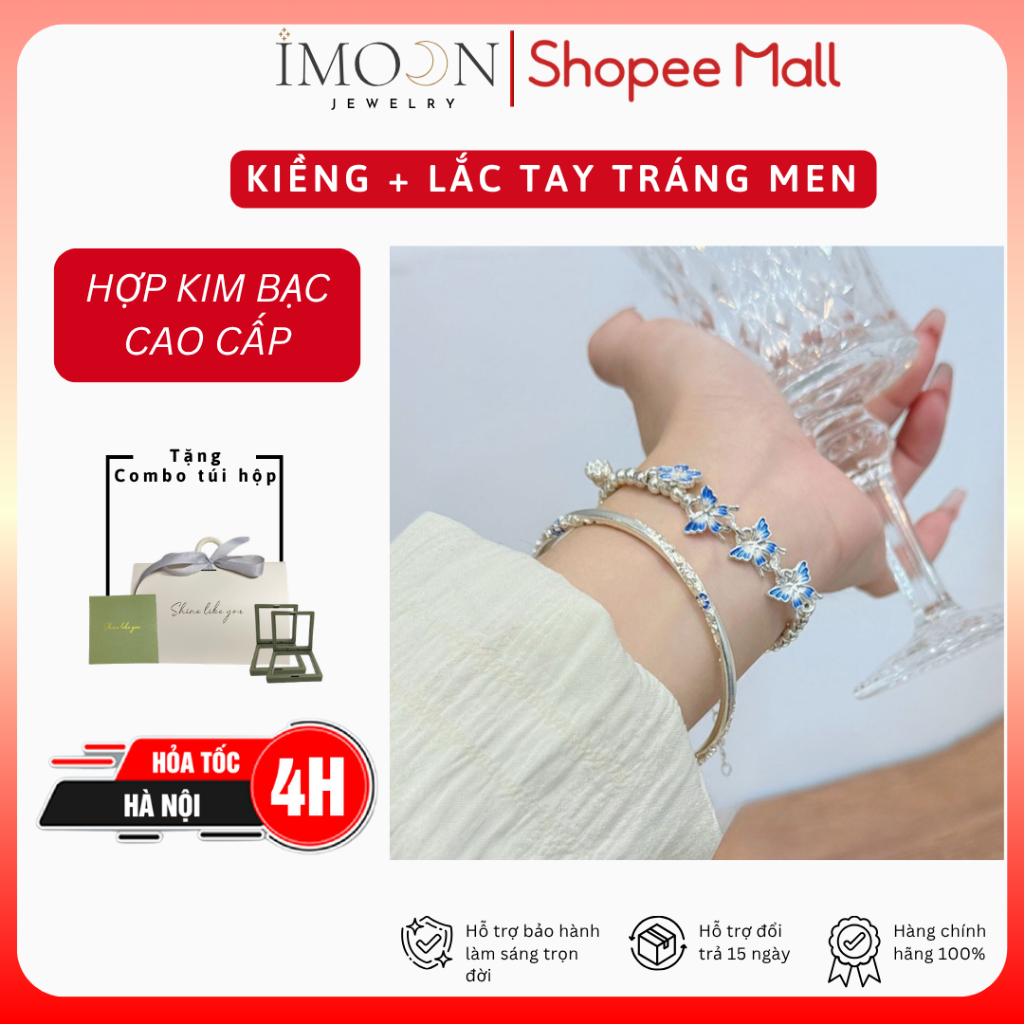 Lắc tay kiềng nữ hợp kim cao cấp họa tiết khắc chìm đá dạ quang Imoon Jewelry - Imoon079 | BigBuy360 - bigbuy360.vn