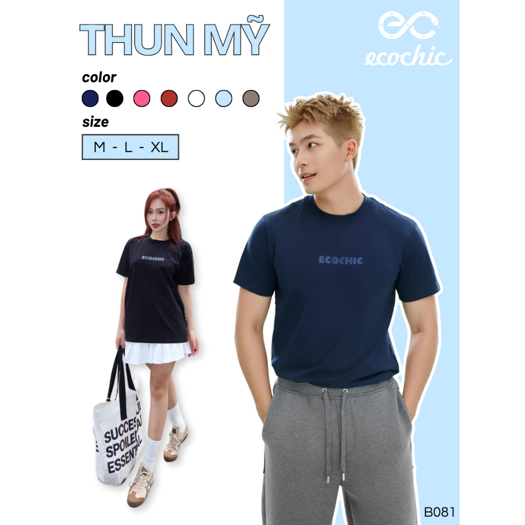 Áo Phông Baby Tee ECOCHIC Chữ Dập Nổi Chất Liệu Thun Mỹ Vừa Vặn Local Brand