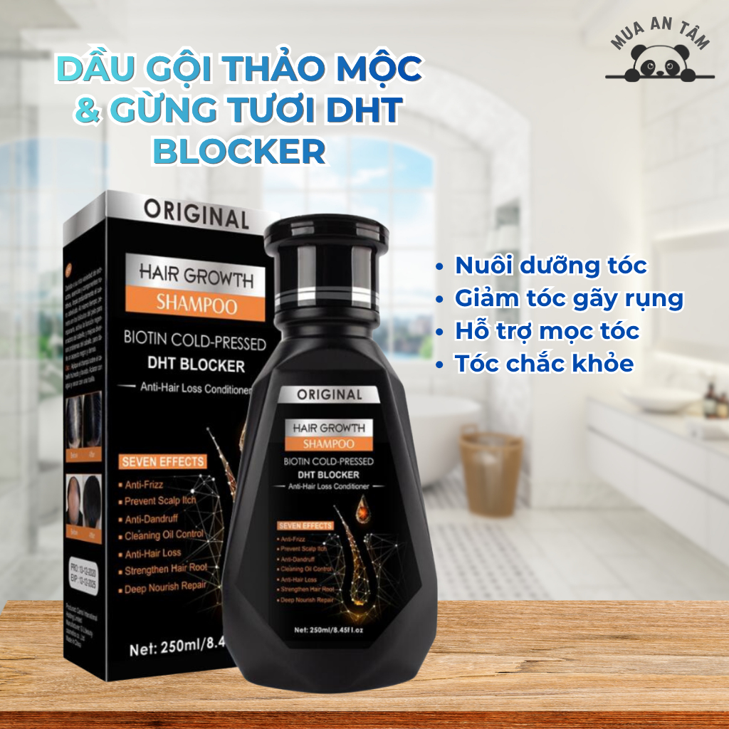 Dầu Gội Thảo Mộc & Gừng Tươi DHT Blocker/Jurong Hair Growth Shampoo Giảm Gãy Rụng, Hỗ Trợ Tóc Chắc K