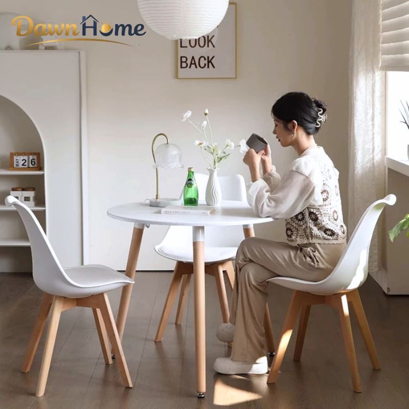 DawnHome Ghế ăn chân gỗ Eames, ghế quán cafe, ghế trang điểm, ghế chill, ghế ngoài trời
