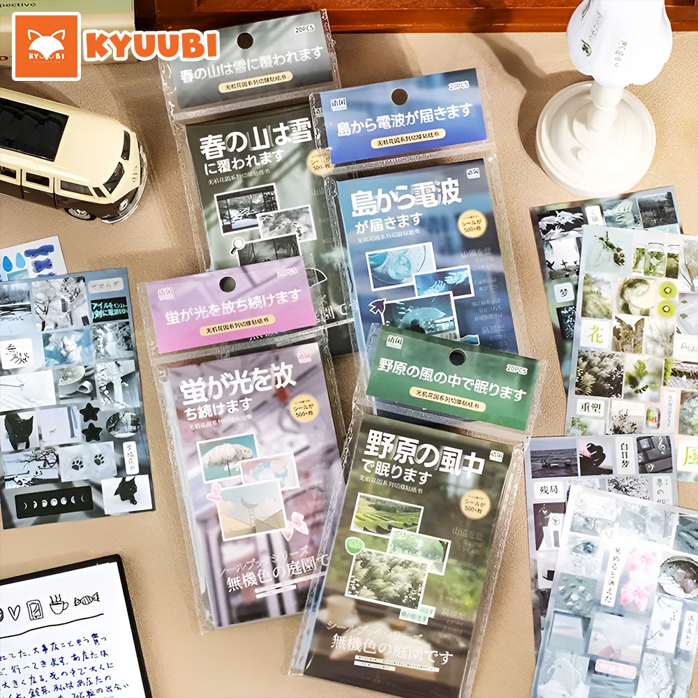 #VER2 Quyển Sticker Phong Cách Nhật Bản Aesthetic, Nhật Ký Nhãn Dán - Trang Trí DIY Sổ