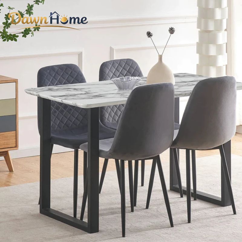 DawnHome Ghế ăn chân sắt bọc nhung, ghế trang điểm, ghế dài, ghế cà phê, ghế văn phòng, ghế trang đi