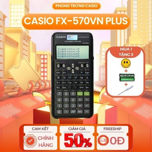 [MUA 1 TẶNG 3] Máy Tính Casio fx-570VN Plus Cũ Như Mới Màu Đen Dành Cho Học Sinh, Sinh Viên