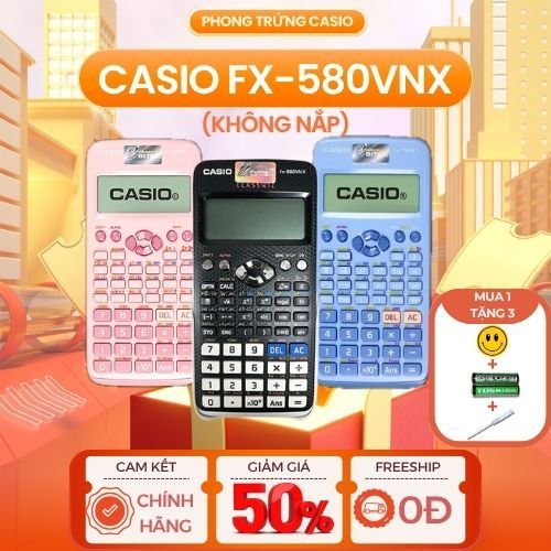 [MUA 1 TẶNG 3] Máy Tính Casio fx-580VN X Cũ (Không Nắp) màu đen/ xanh/ hồng cho học sinh, sinh viên