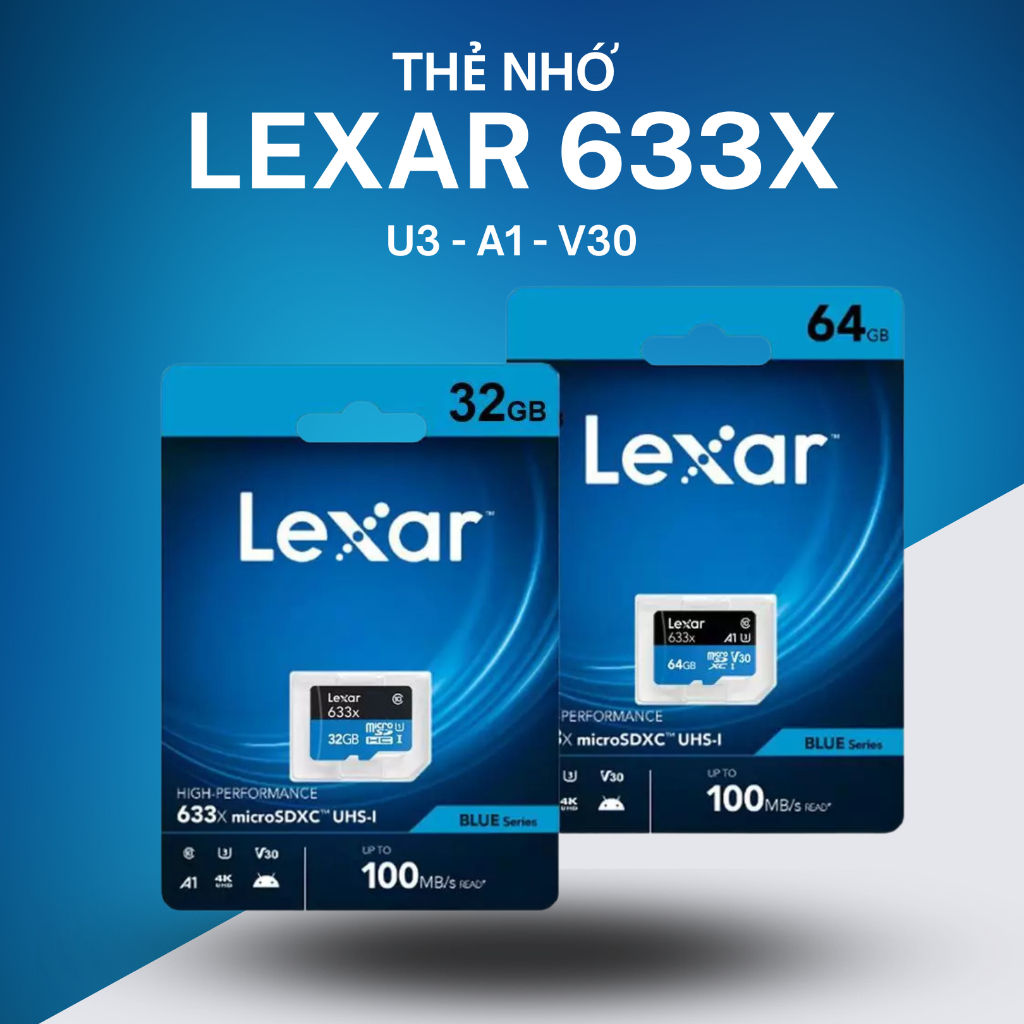 Thẻ nhớ Micro SD Lexar - SDXC UHS-I Blue 633x 100MB/s U3