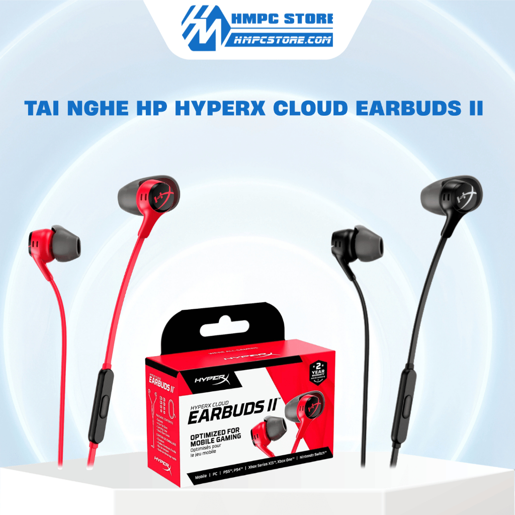 Tai Nghe Gaming HYPERX Cloud Earbuds II Red | Micro tích hợp | Bảo hành 24 tháng