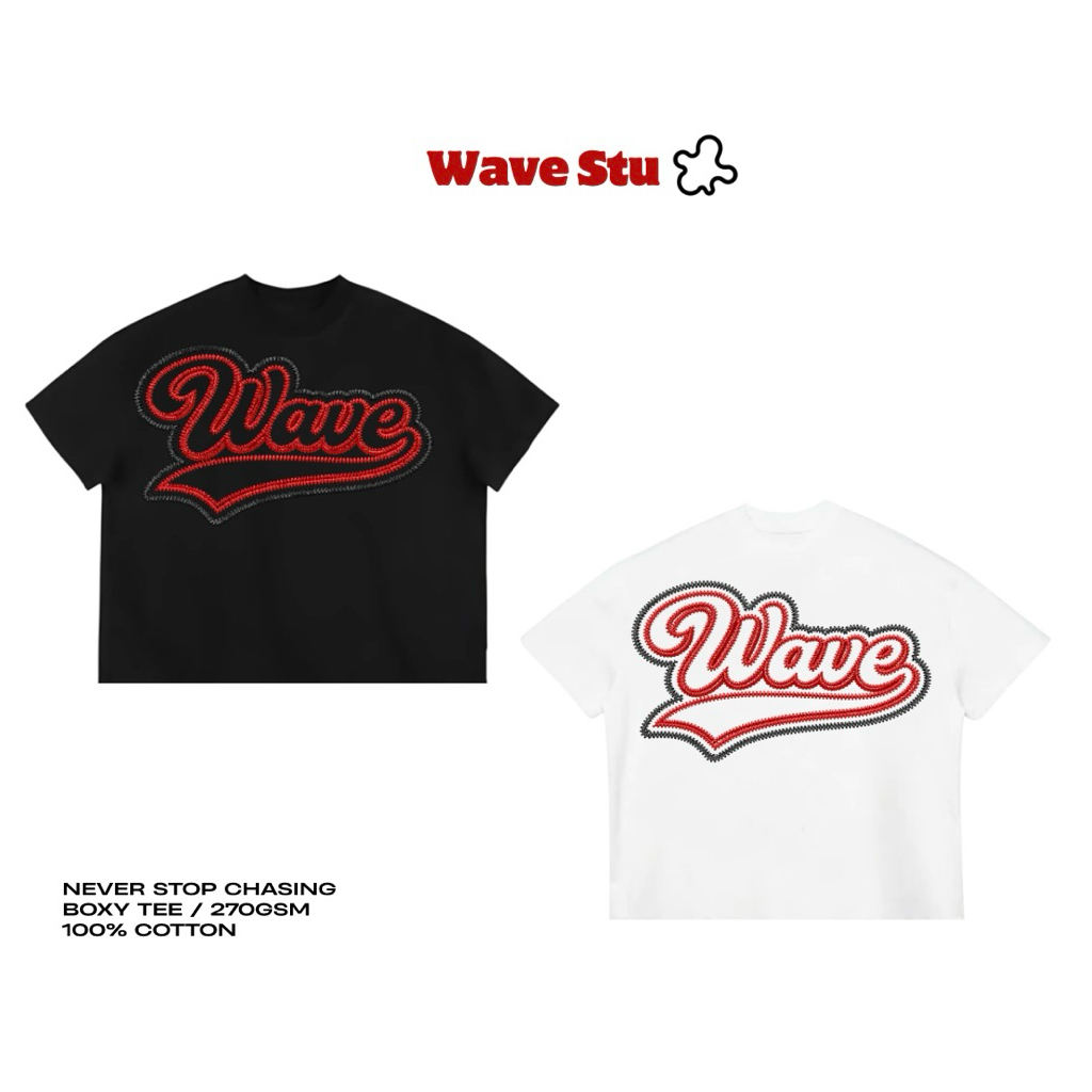 Wave Stu - Áo thun " Wave Embro " form Boxy - 270gsm
