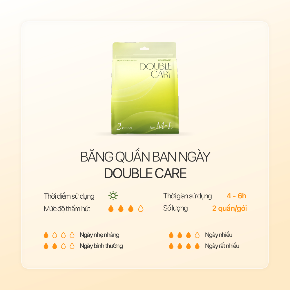 Combo 10 Băng quần ban ngày Cielo Stellato DOUBLE CARE, 2 lõi thấm đột phá, tiện lợi cho ngày năng đ
