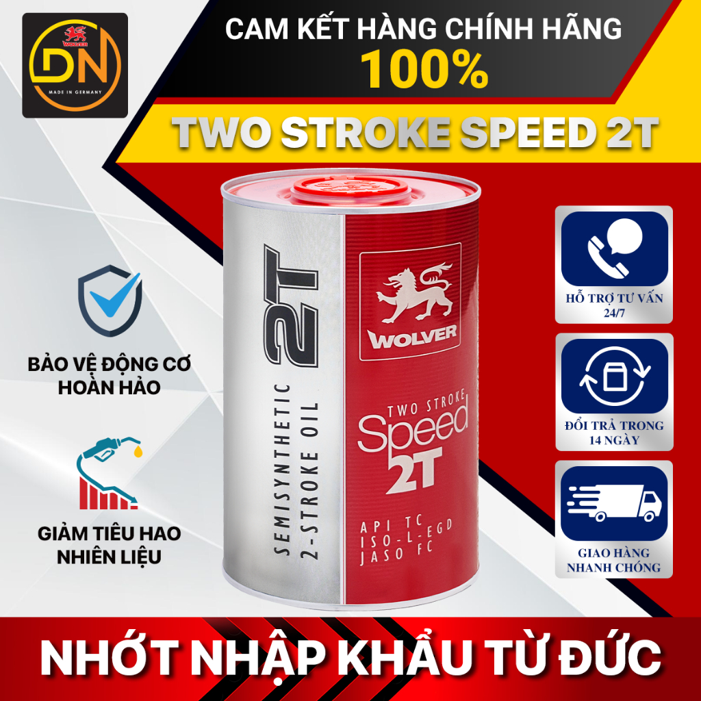 Dầu nhớt xe 2 thì WOLVER SPEED 2T 1L - WOLVER 2T - WOLVER 2 THÌ - Nhớt 2T - Nhập Khẩu Đức