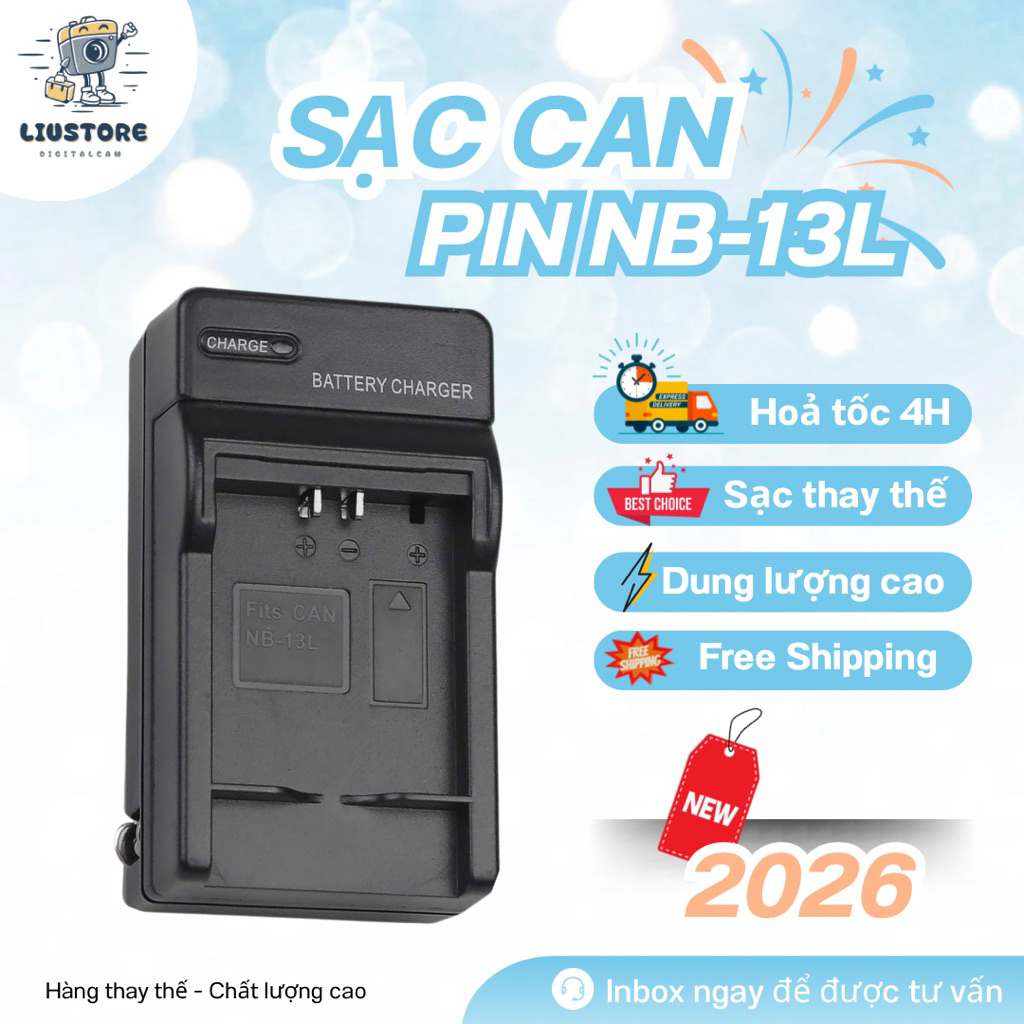 Combo Sạc / Pin Canon NB-13L 1250mAh – Dùng Cho G7X G9X G5X G1X Mark III – Sạc Nhanh, Pin Bền