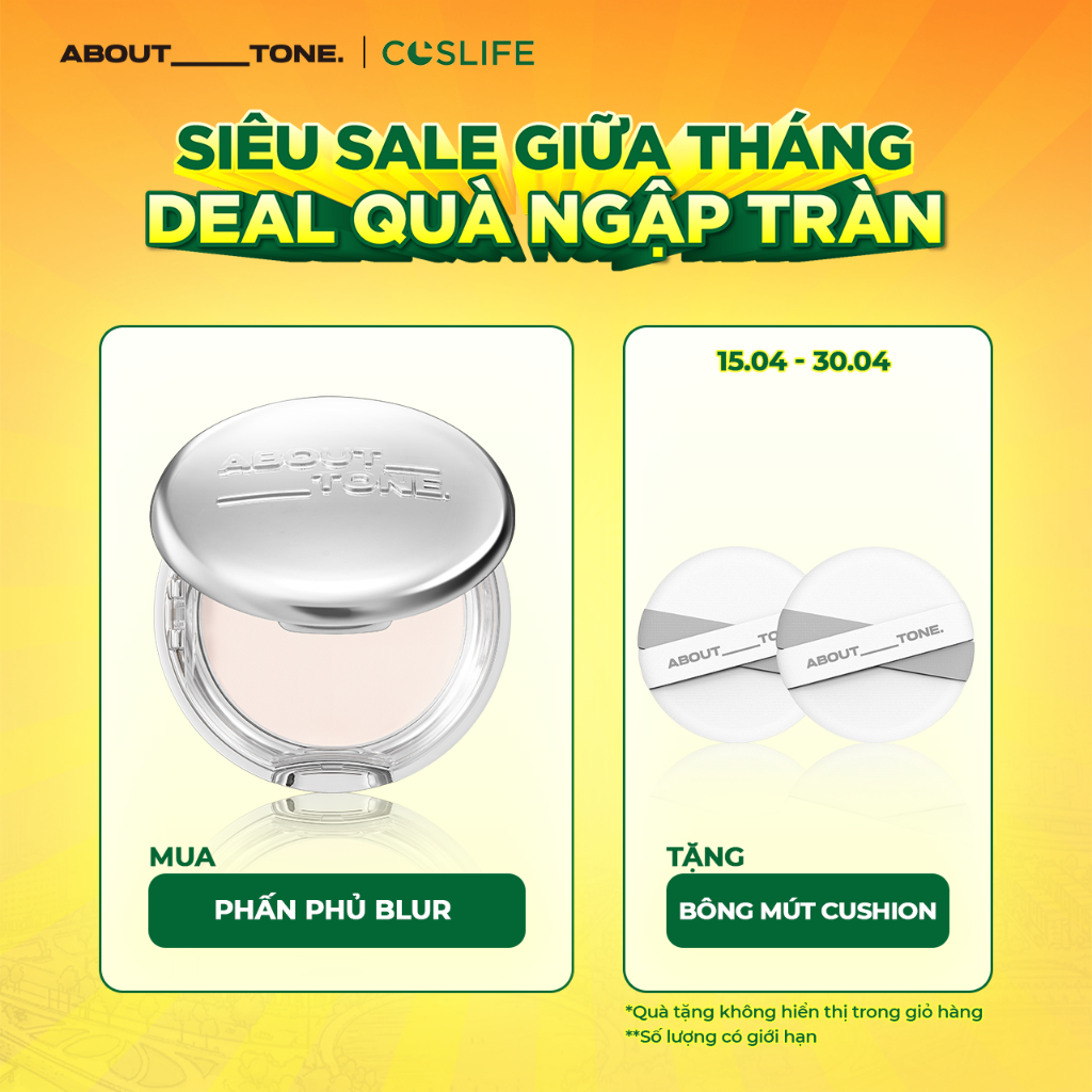 [DEAL QUÀ] Phấn Phủ Nén ABOUT_TONE Kiềm Dầu Giữ Nền Khô Thoáng Mịn Da Tự Nhiên 9g | BigBuy360 - bigbuy360.vn