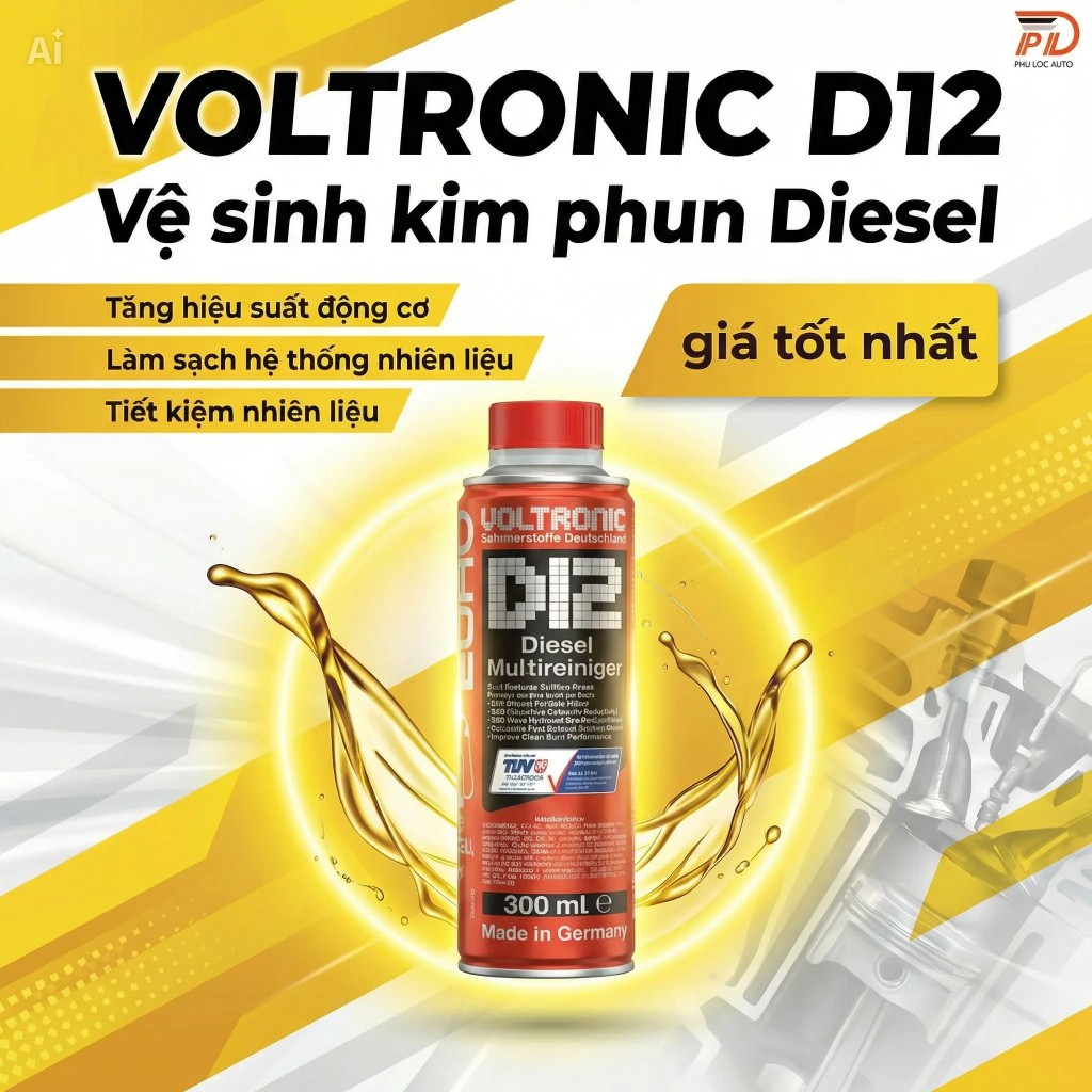 D12 Voltronic vệ sinh kim phun động cơ dầu diesel tại nhà hiệu quả nhanh nhập khẩu Đức ( chai 300ml)