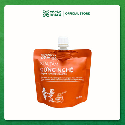 Sữa Tắm Thảo Dược Gừng Nghệ Cỏ Cây Hoa Lá 30g Làm Sạch Sâu, Ngăn Ngừa Mụn Trên Da