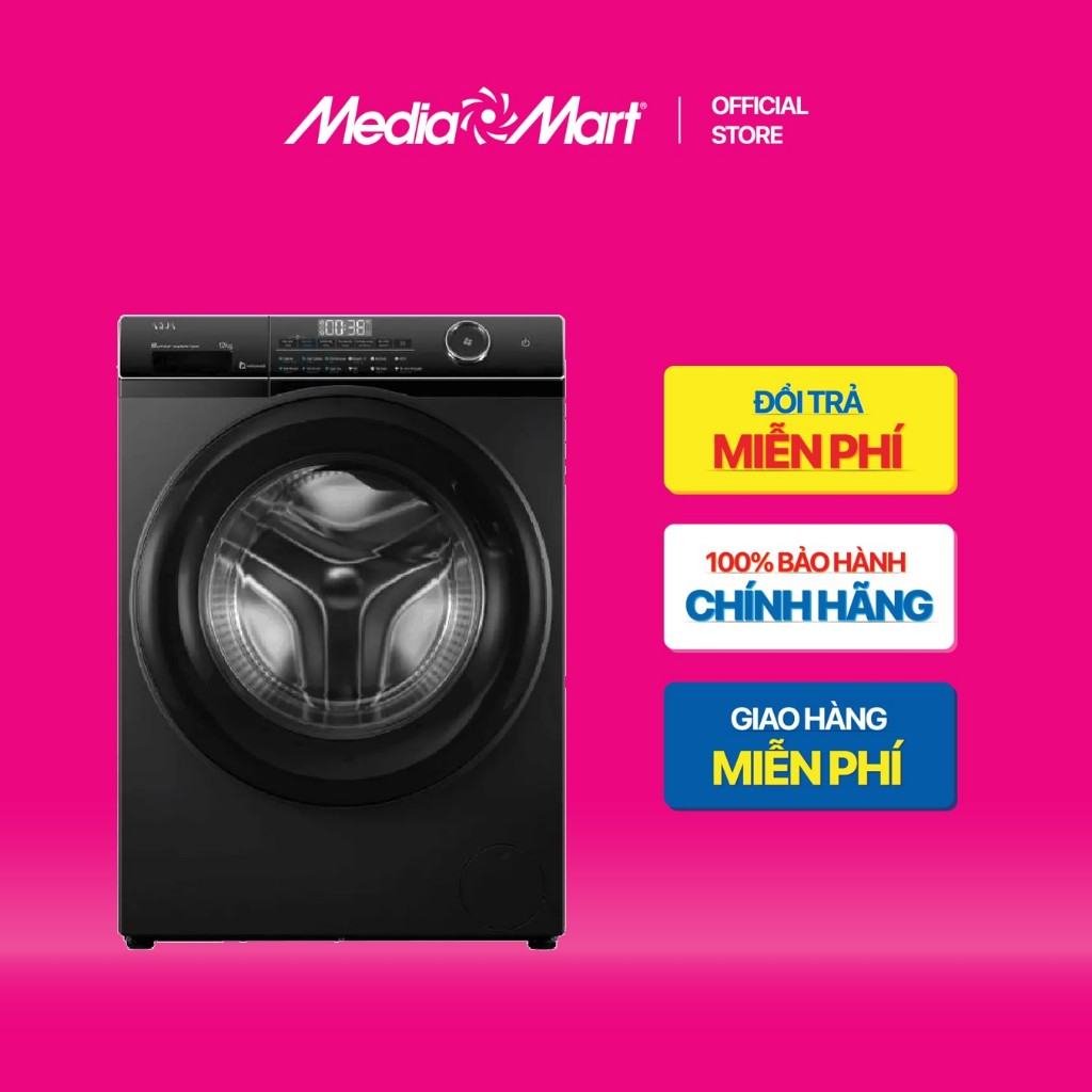[ Mediamart Mall ] Máy giặt Aqua Inverter 12 kg AW12-BP4959U1K(B) BH chính hãng,Ship 0đ