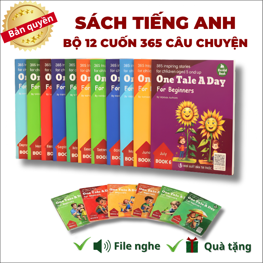 Combo 12 cuốn One Tale a Day for Beginners - 365 câu chuyện truyền cảm hứng bản Tiếng Anh kèm file n