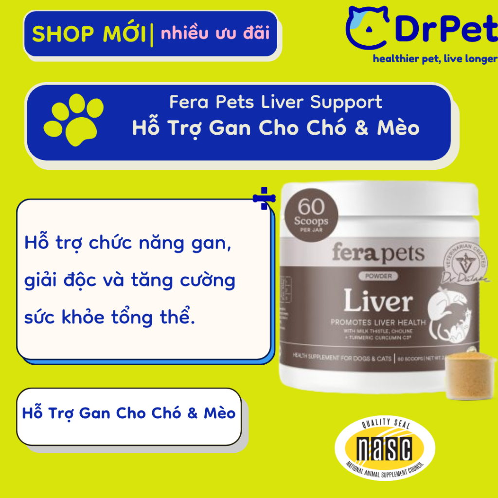 Fera Pets Liver Support – Hỗ Trợ Gan Cho Chó & Mèo