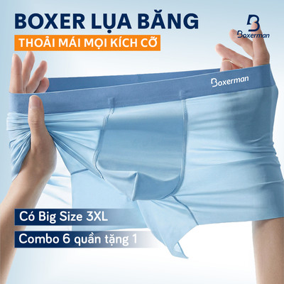Combo 6 Quần boxer nam lụa lạnh Profit BOXERMAN, kháng khuẩn ôm form co giãn, che tên sản phẩm 1 đổi 1