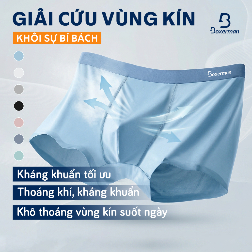 Combo 3 Quần lót nam đùi boxer thun lạnh thông hơi Profit BOXERMAN, kháng khuẩn ôm form co giãn, che