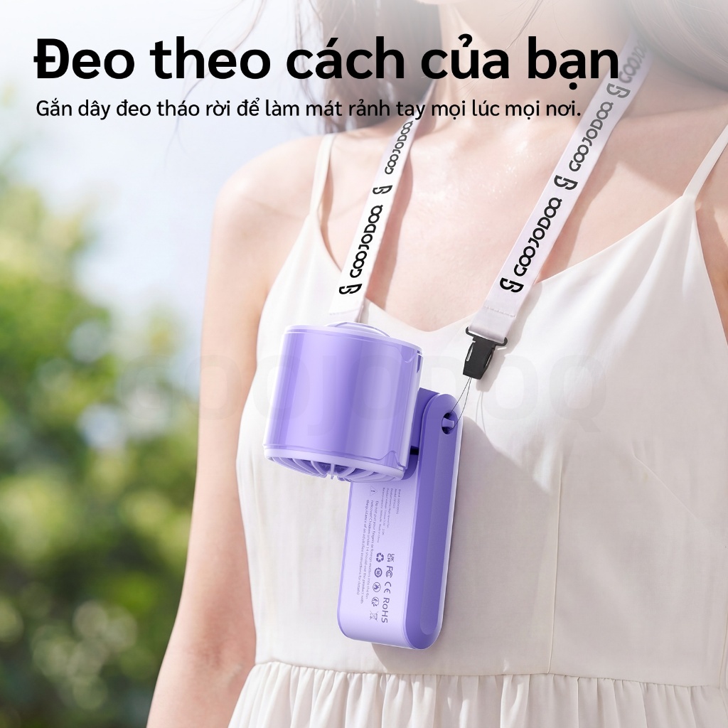 Quạt Phun Sương GOOJODOQ Động Cơ 9526 RPM, Gió Mạnh 8.6m/s, 100 Tốc Độ, Phun Sương Dưỡng Ẩm, Pin 3600mAh Dùng 11.5 Giờ | BigBuy360 - bigbuy360.vn