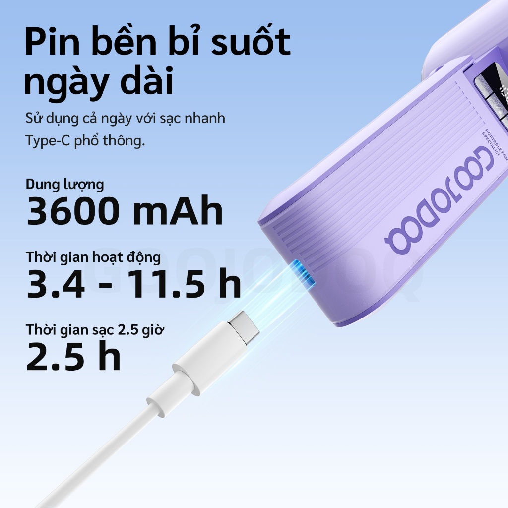 Quạt Phun Sương GOOJODOQ Động Cơ 9526 RPM, Gió Mạnh 8.6m/s, 100 Tốc Độ, Phun Sương Dưỡng Ẩm, Pin 3600mAh Dùng 11.5 Giờ | BigBuy360 - bigbuy360.vn