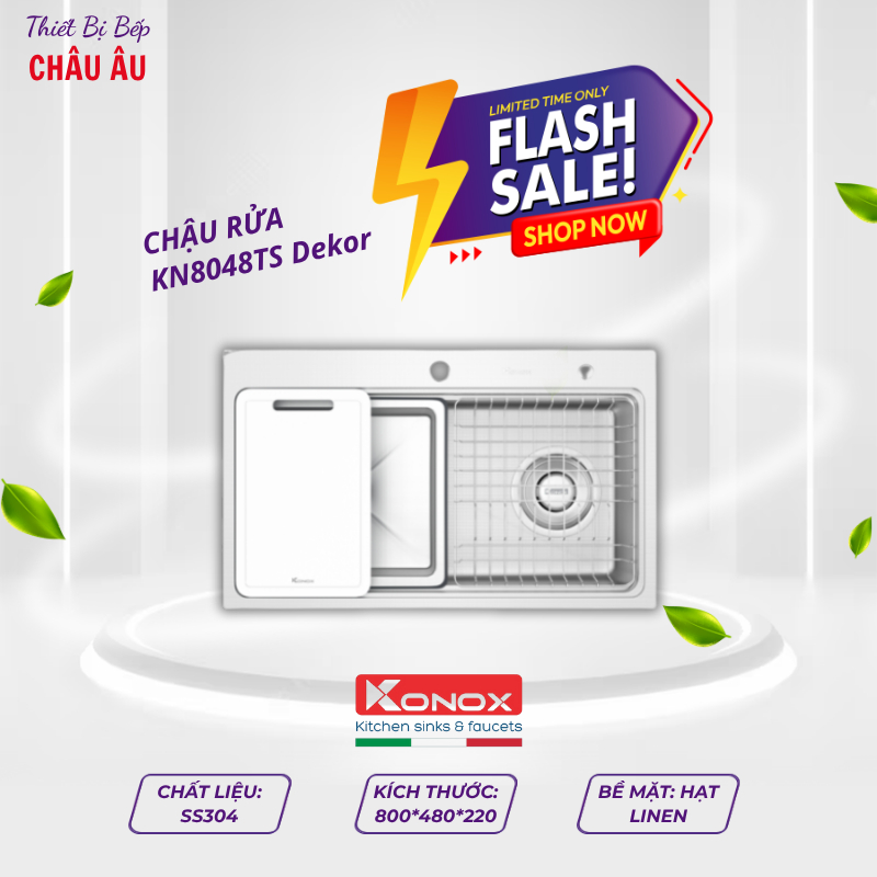 Chậu Rửa Bát Konox Workstation Sink KN8048TS Dekor – Đa Năng, Chuẩn Bếp Hiện Đại