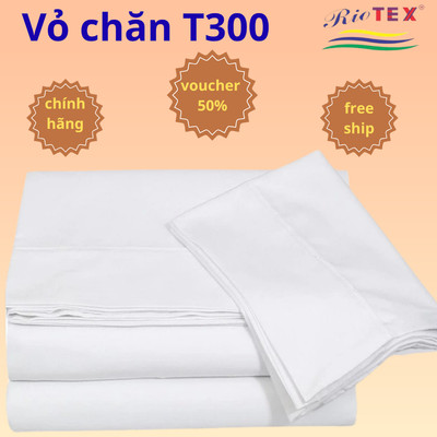 Vỏ Chăn Cotton Khách Sạn Trắng Trơn T300 RIOTEX - Kích Thước 1m8x2m/ 2mx2m2 Mềm Mại Không Xù