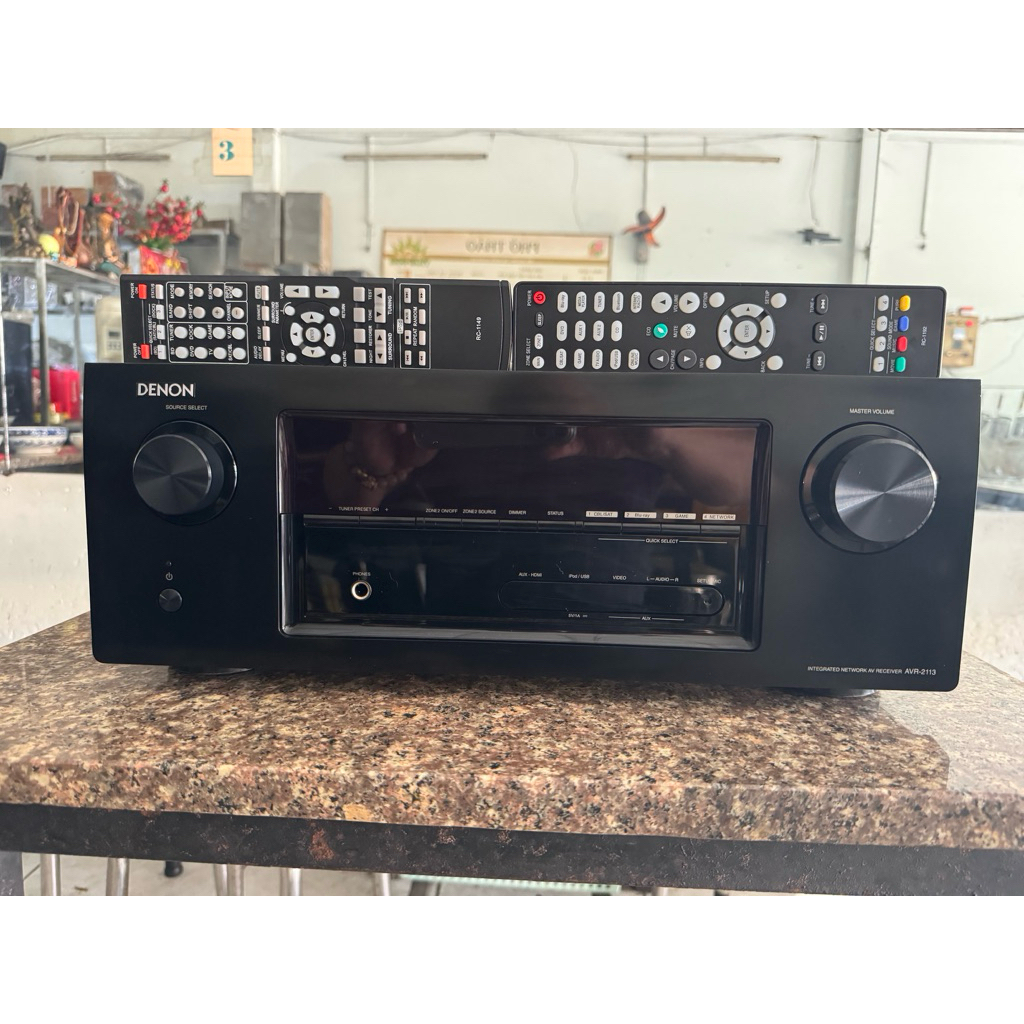 Amply Denon AVR-2113 hàng xuất châu Âu điện 230v công xuất 500w máy chạy 14 sò Sanken zin mới đẹp âm