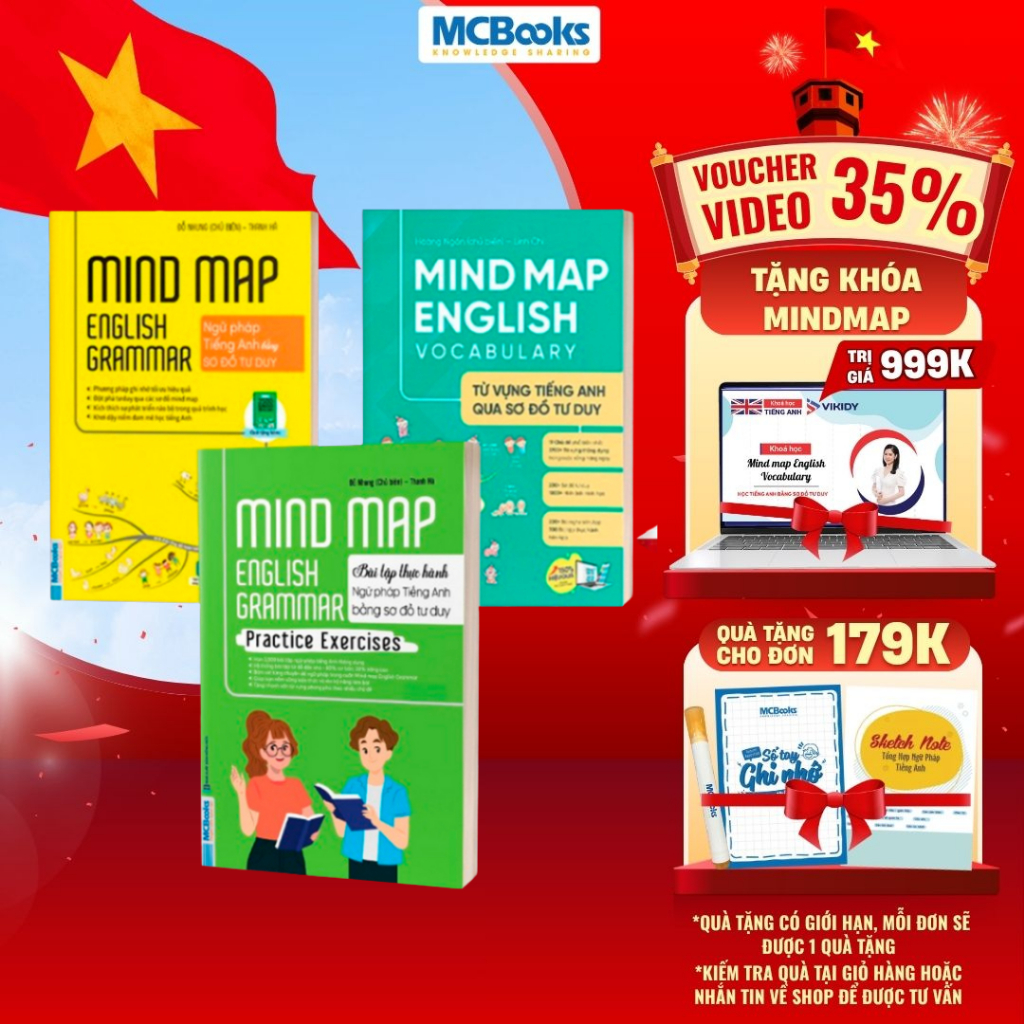 Sách - Combo Mindmap English Grammar và Mindmap English Vocabulary, Grammar Practice Exercises - Kèm