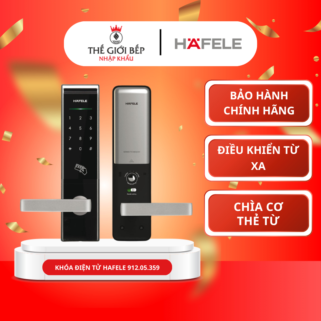 Khóa điện tử Hafele EL8000-TC 912.05.359 - 3in1 Vân Tay Mã Số Thẻ Từ