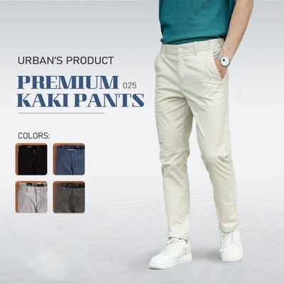 Quần Dài Kaki Nam URBAN Cạp Trượt Ống Đứng Phom Slim hơi ôm nhẹ, vải Kaki dày dặn đứng phom NO. 025