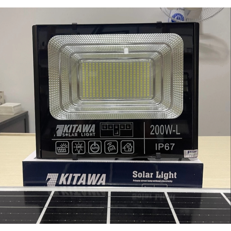 Đèn pha năng lượng mặt trời 200W kitawa DP1200 tấm pin MONNO