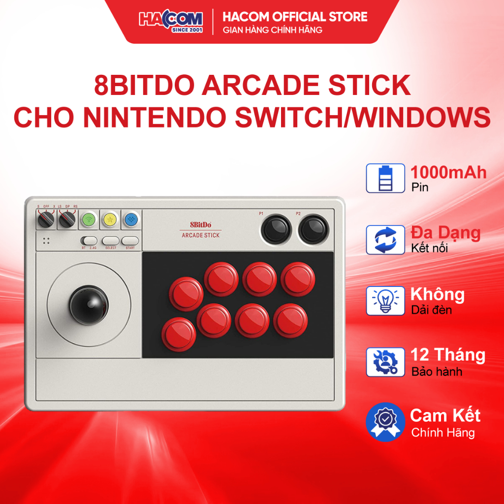 Tay cầm 8Bitdo Arcade Stick Cho Nintendo Switch/Windows HACOM PC