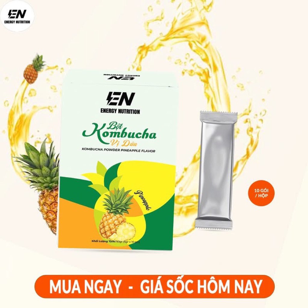 Bột Kombucha Vị Dứa – Thức Uống Lên Men Tự Nhiên, Vị Dứa Thanh Mát – Dễ Pha – Hộp 10 Gói (5g)