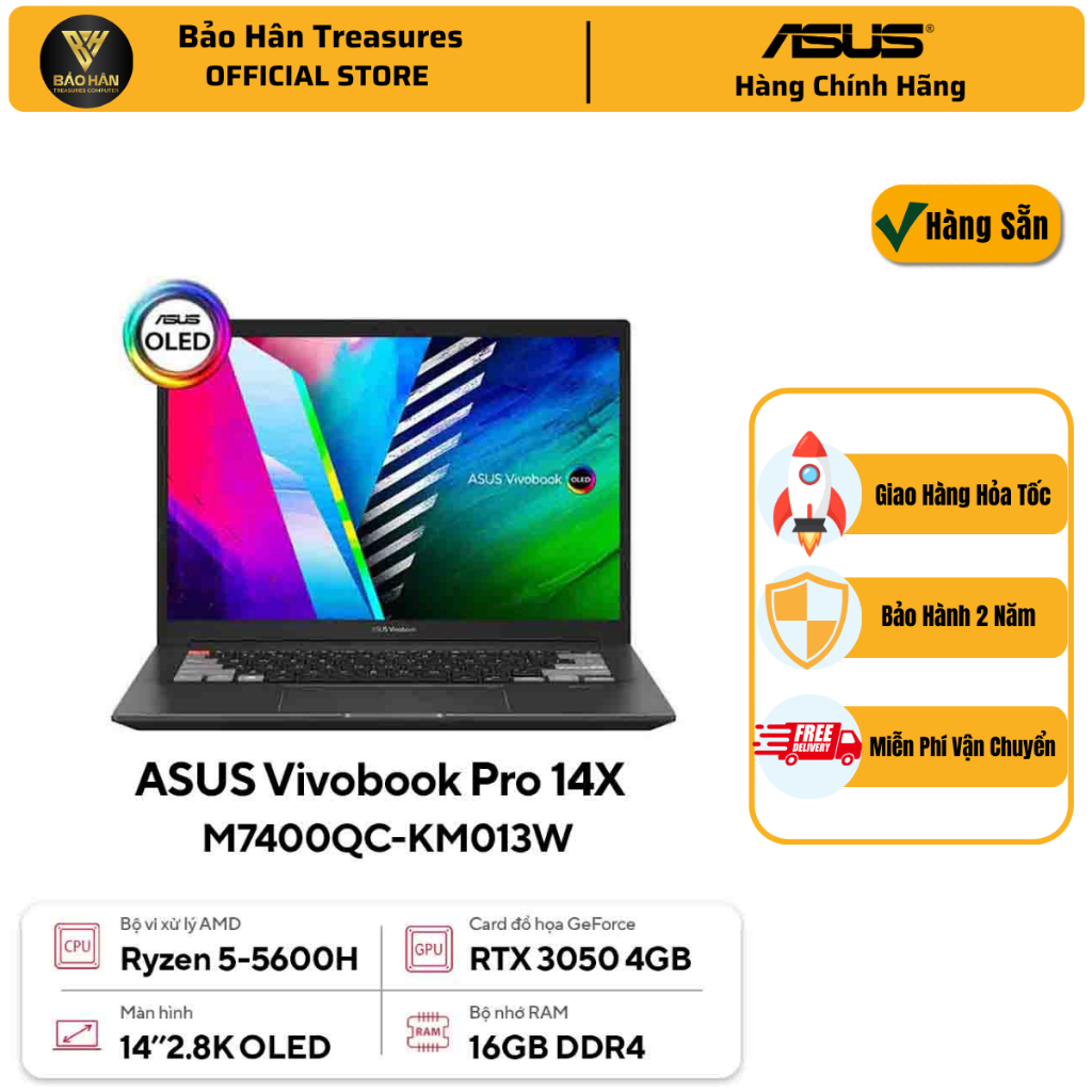 Laptop Asus Vivobook Pro 14X OLED M7400QC-KM013W R5 5600H - Hàng Chính Hãng
