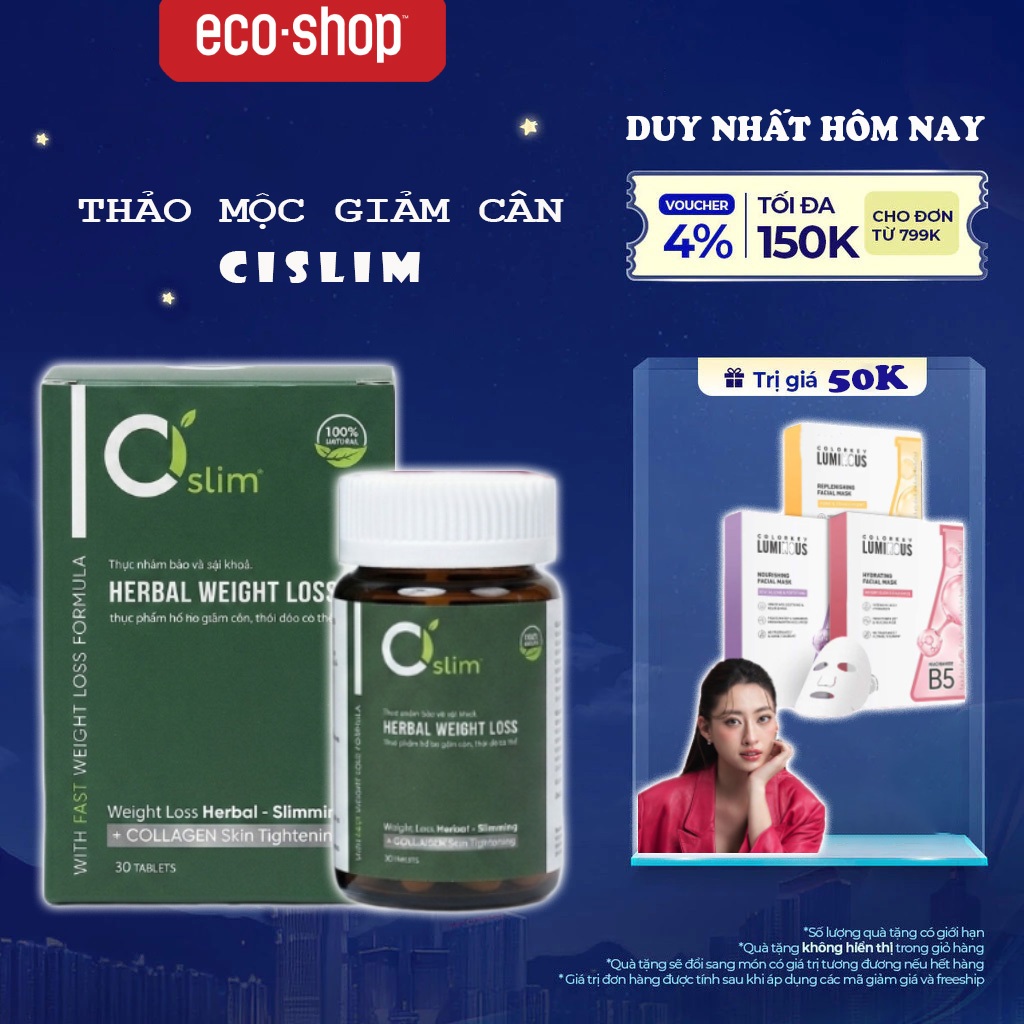 Giảm cân cấp tốc an toàn Ci slim cam kết chính hãng dành cho mẹ bầu sau sinh 6 tháng hộp 30 Viên