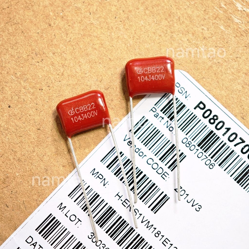 Tụ CBB 400V 104J 100nF 0.1uF 104 hãng LF chân 10mm
