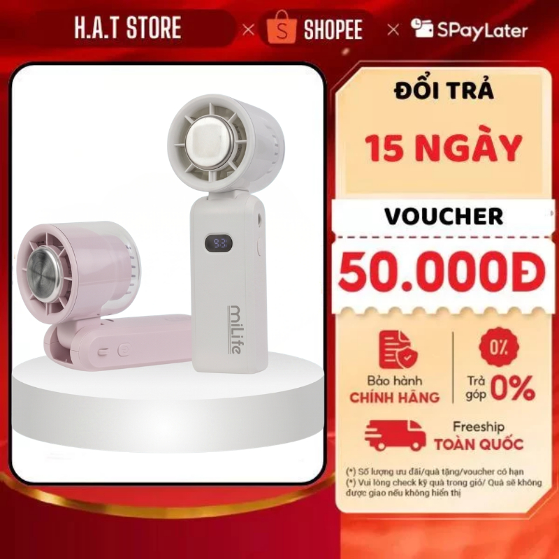 Quạt Cầm Tay miLife F3P Băng Lạnh- Pin 4000mAh, Gập Cổ, 100 cấp độ gió -BH 12 Tháng - miLfe Việt Nam