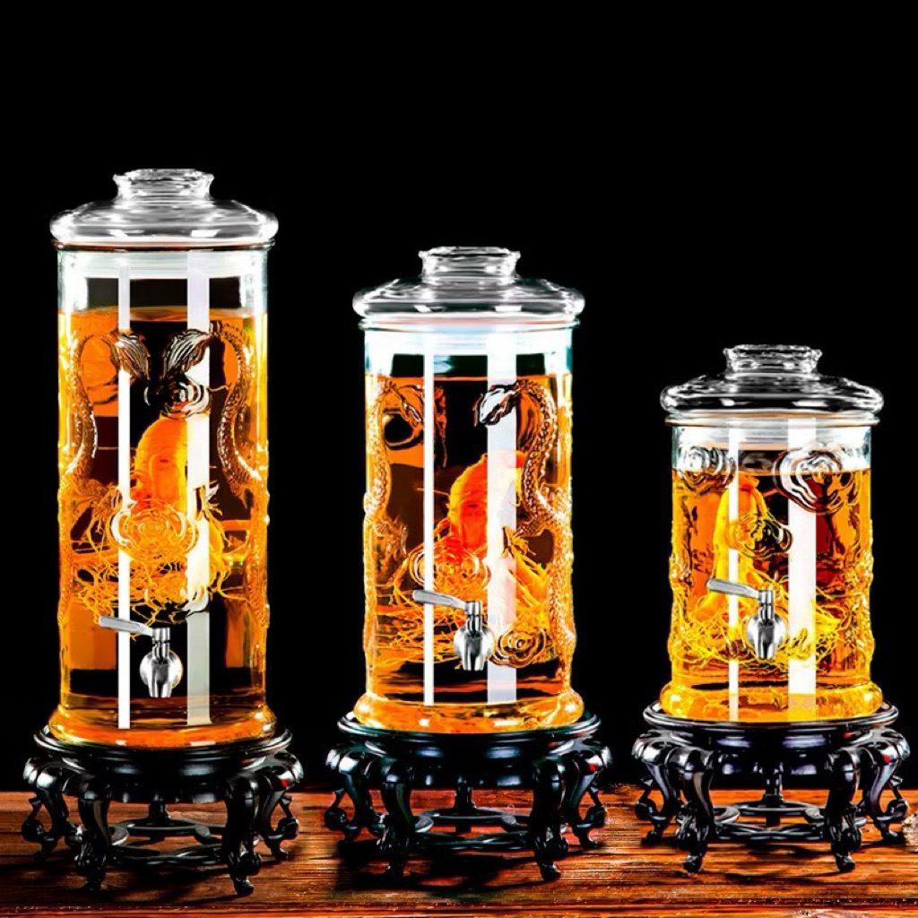Bình ngâm rượu thuỷ tinh cao cấp dáng trụ các size 6L, 8L, 10L, 12L, 15L, 19L, 25L