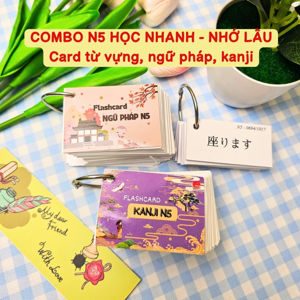 Combo N5 học nhanh - nhớ lâu - FLASHCARD TỪ VỰNG, NGỮ PHÁP, KANJI